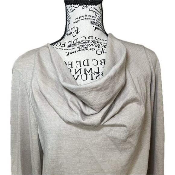 Lafayette 148 Size L Lightweight Wool Cowlneck Sweater Neutral Classic - Picture 2 of 4
